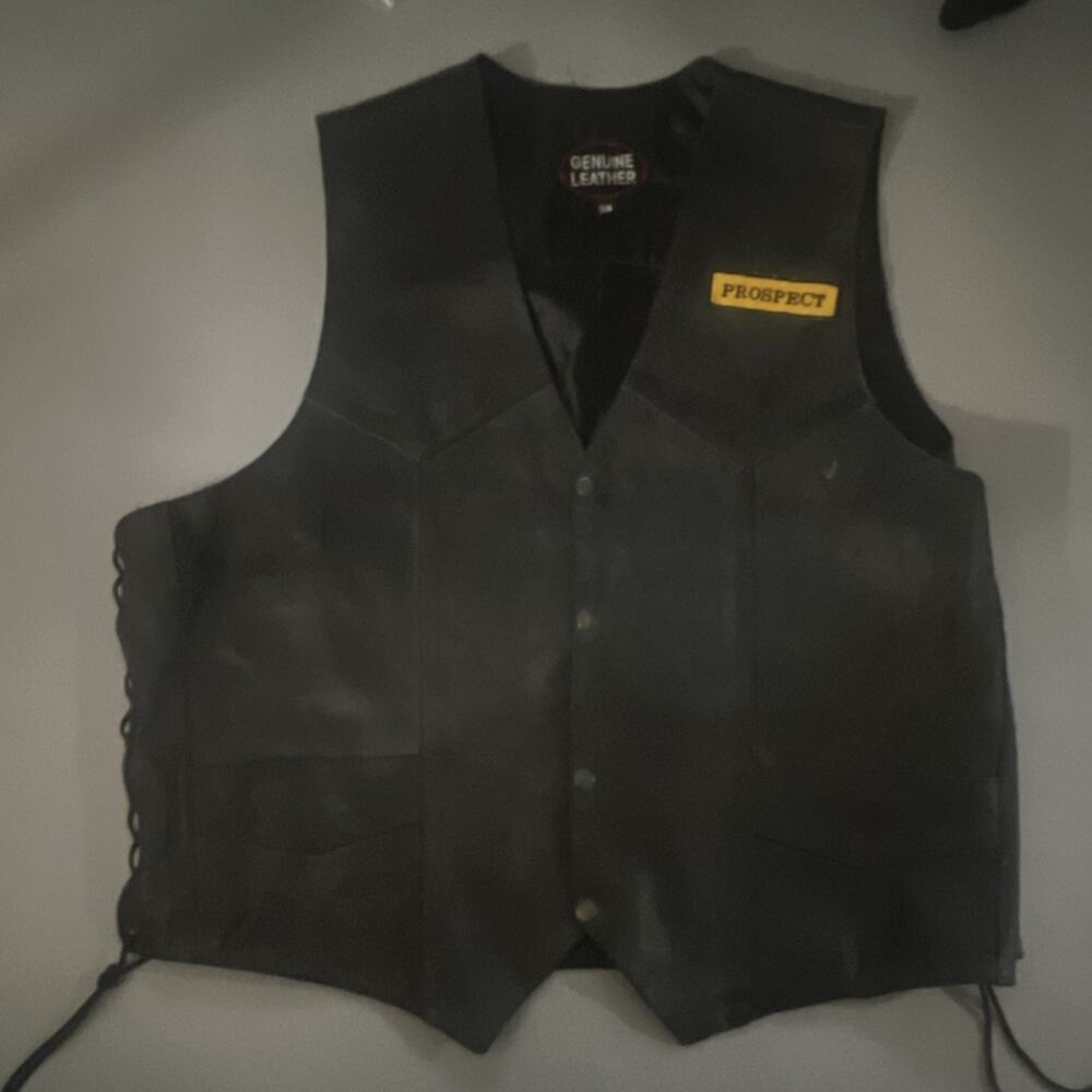 Leather Riding Vest Size 56 Genuine Leather Black
